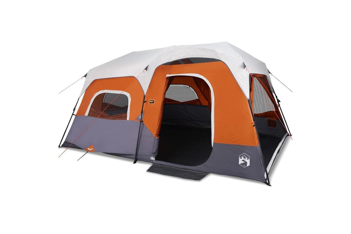 Vidaxl Family Tent With Led 9-person Light Grey And Orange Quick Release