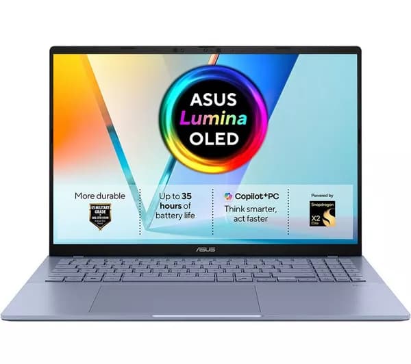 ASUS Vivobook S16 S3607NA 16" Laptop, Copilot+ PC - Snapdragon X2 Elite, 1 TB SSD, Mist Blue