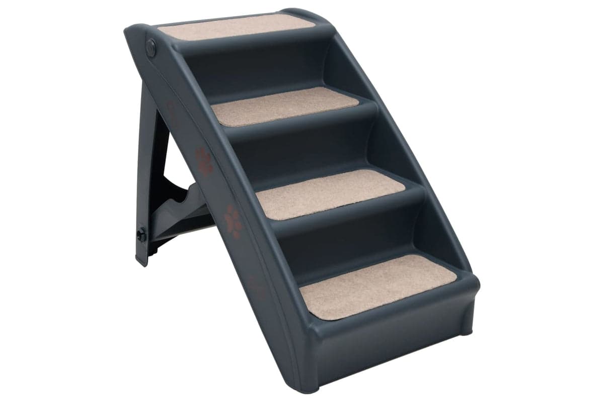 Vidaxl 171172 Folding 4-step Dog Stairs Dark Grey