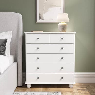 White 6 Drawer Chest of Drawers - Hampton