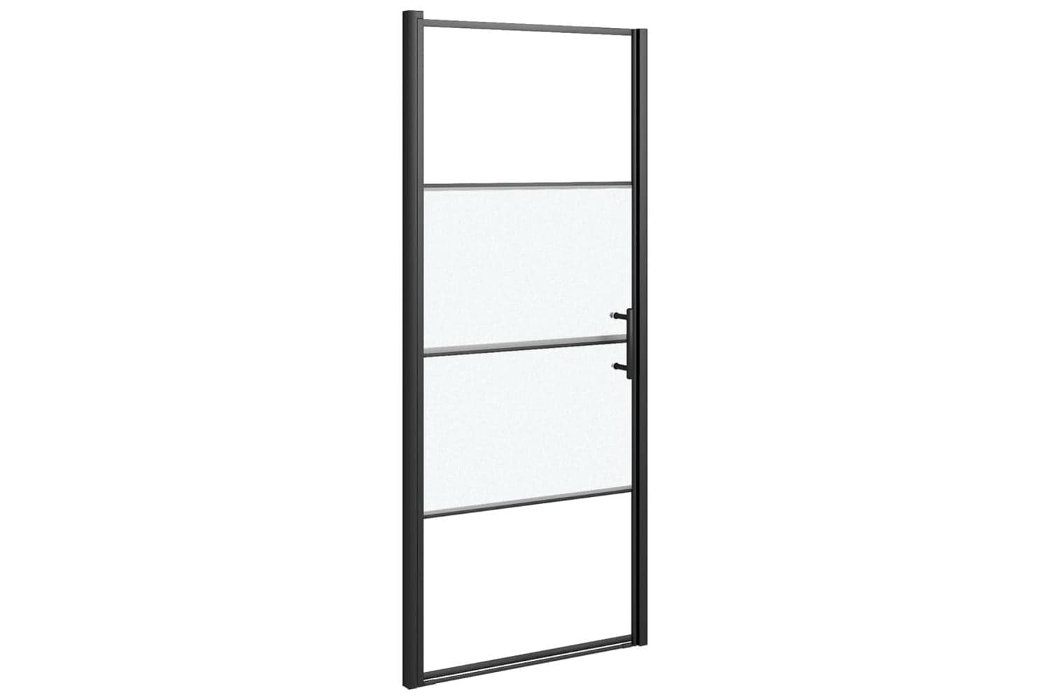Vidaxl 151865 Shower Door 81x195 Cm Half Frosted Tempered Glass Black
