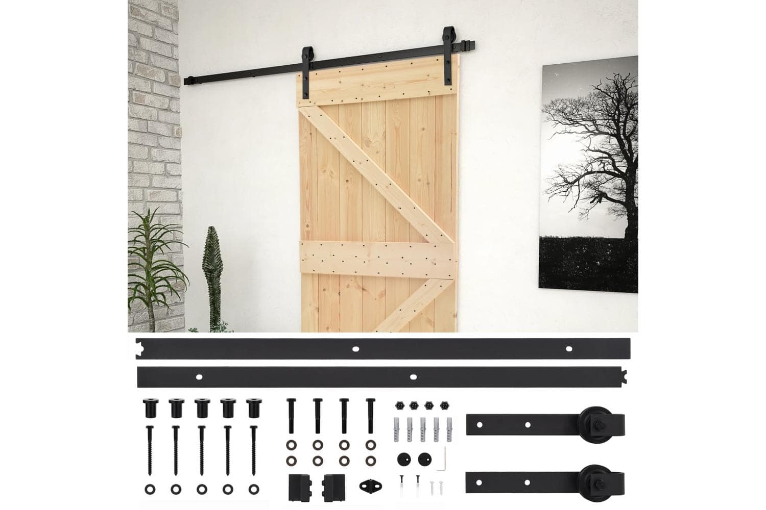 vidaXL 3057499 Sliding Door With Hardware Set 90x210cm Solid Pine Wood