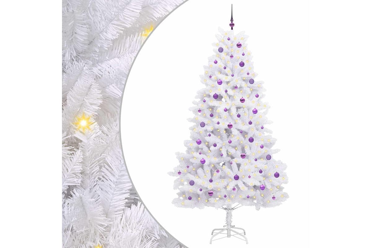 Vidaxl Artificial Hinged Christmas Tree White 240 Cm Pvc And Steel