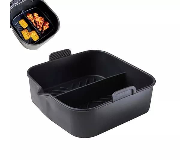 TOWER T843095 Non-stick Square Air Fryer Tray with Divider - Black