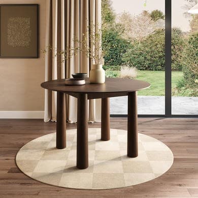 Round Walnut Dining Table with Flared Legs - Seats 4 - Hana
