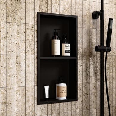Black Shower Niche with Shelf 305 x 610mm - Arissa