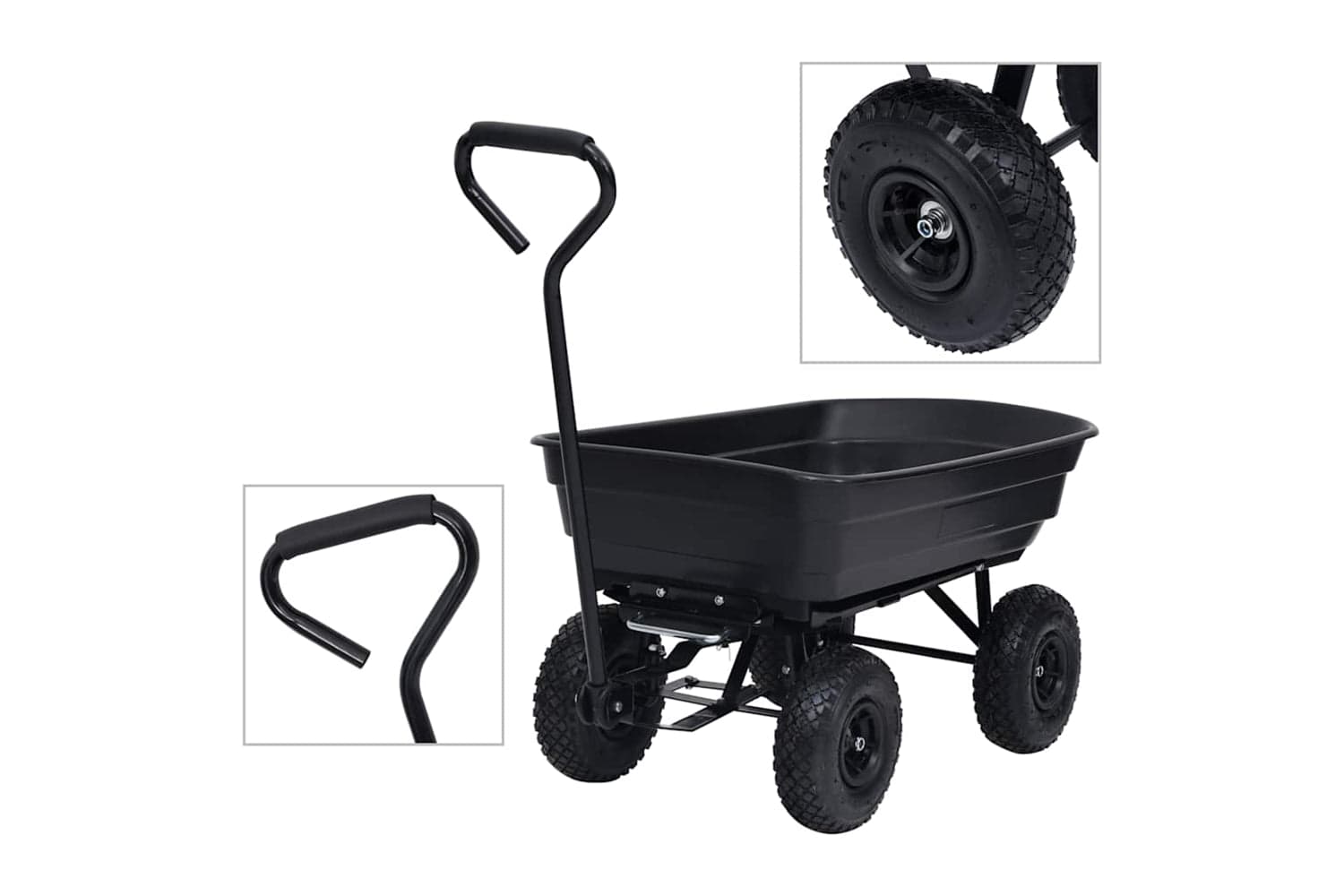 Vidaxl 92579 Garden Tipping Hand Cart 300 Kg 75l Black