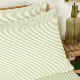180 Thread Count Green Ticking Pillowcase Set