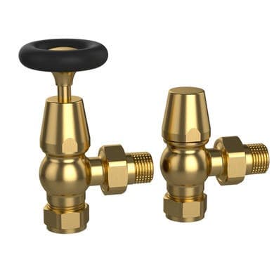 Brass & Black Traditional Angled Radiator Valves - Regent