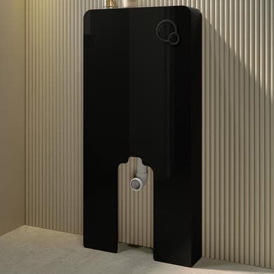 Black Glass Cabinet with Cistern & Pneumatic Dual Flush Button for Back to Wall Toilets - Hako