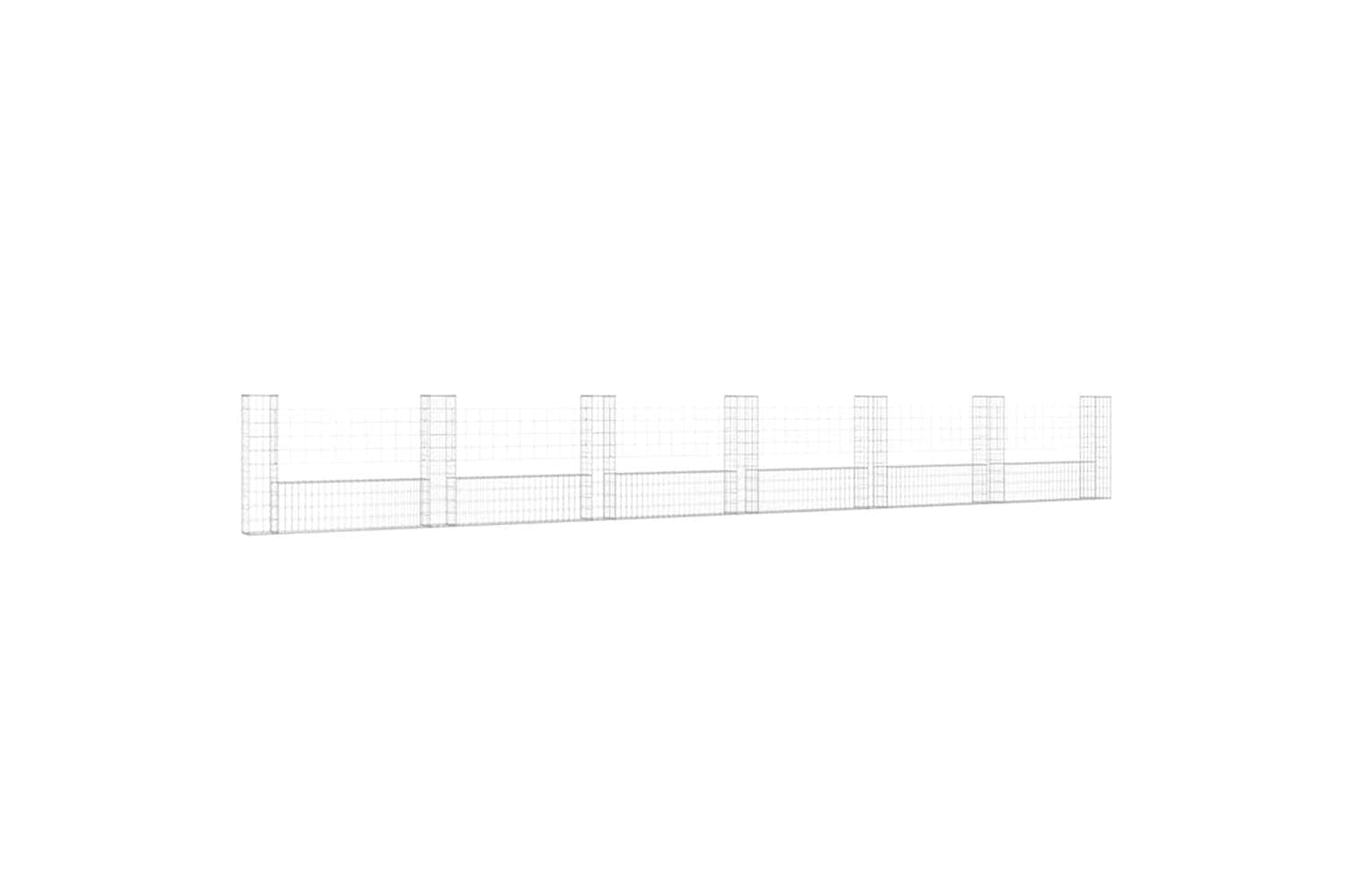 vidaXL 151280 U-shape Gabion Basket With 7 Posts Iron 740x20x100cm