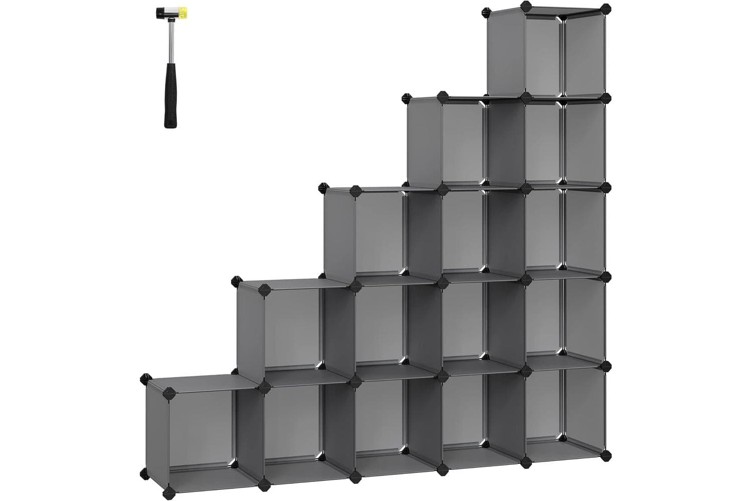 Songmics 16 Cube Shelf System | Diy Cube Storage | Pp Plastic | 125 X 31 X 125 Cm