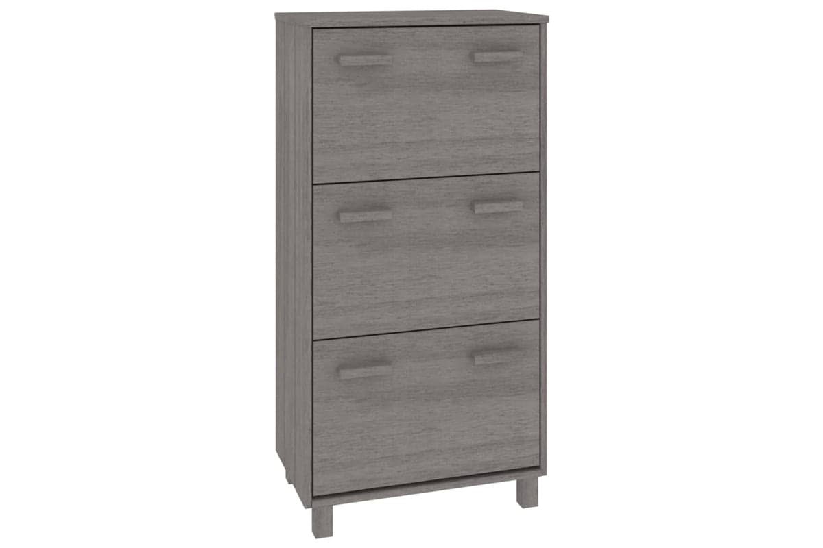 vidaXL Shoe Cabinet Hamar Light Grey 59.5x35x117cm Solid Wood Pine