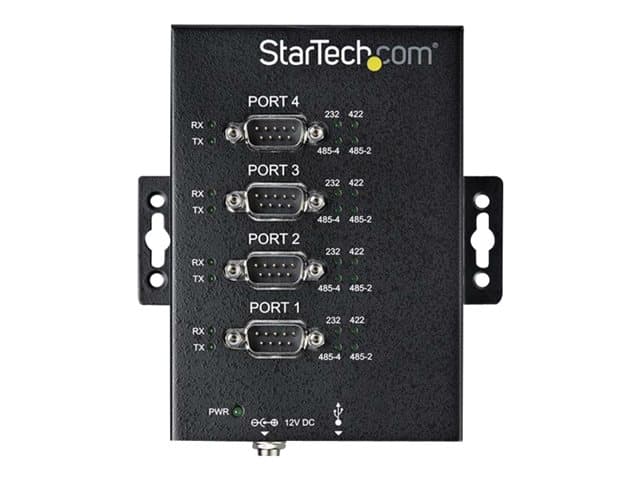 Startech 4 Port Serial Hub USB to RS232/RS485/RS422 Adapter, Industrial USB 2.0 to DB9 Serial Converter Hub, IP30 Rated, Din Rail Mountable Metal Seri