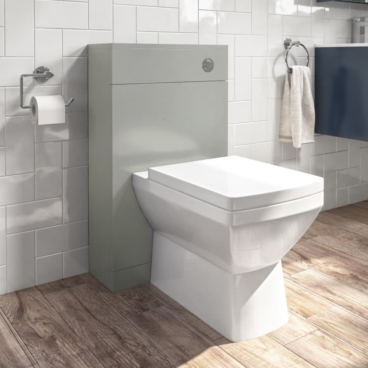 500mm Grey Back to Wall Toilet Unit with Cistern and Chrome Fittings - Ashford