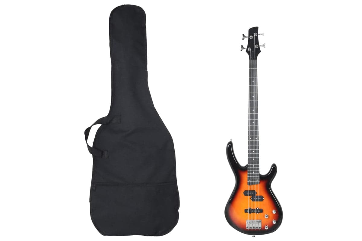 vidaXL 70183 Electric Bass Guitar For Beginner With Bag Brown And Black 4/4 46"