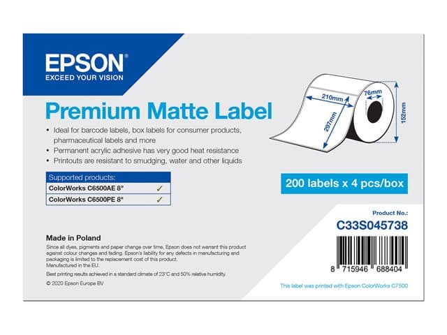 EPSON - Premium - die cut labels - smooth matte - 800 label(s) - A4