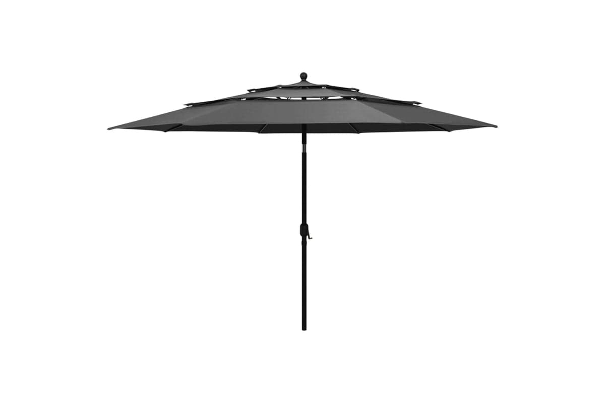 Vidaxl 313878 3-tier Parasol With Aluminium Pole Anthracite 3.5 M