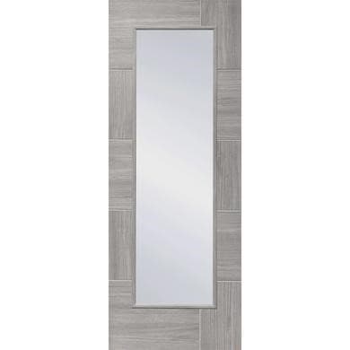 Internal Grey Laminate Fully-Glazed Door with Clear Glass - Pre-Finished - 2040 x 826 x 40mm - Ravenna - XL Joinery