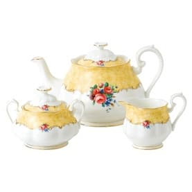 100 Years Bouquet 1990 Three-Piece Teapot Sugar & Creamer Set