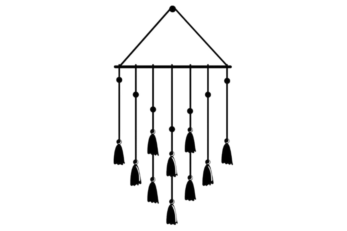 Decortie | Tassel Metal Wall Art | Black | 60 x 32.6 cm