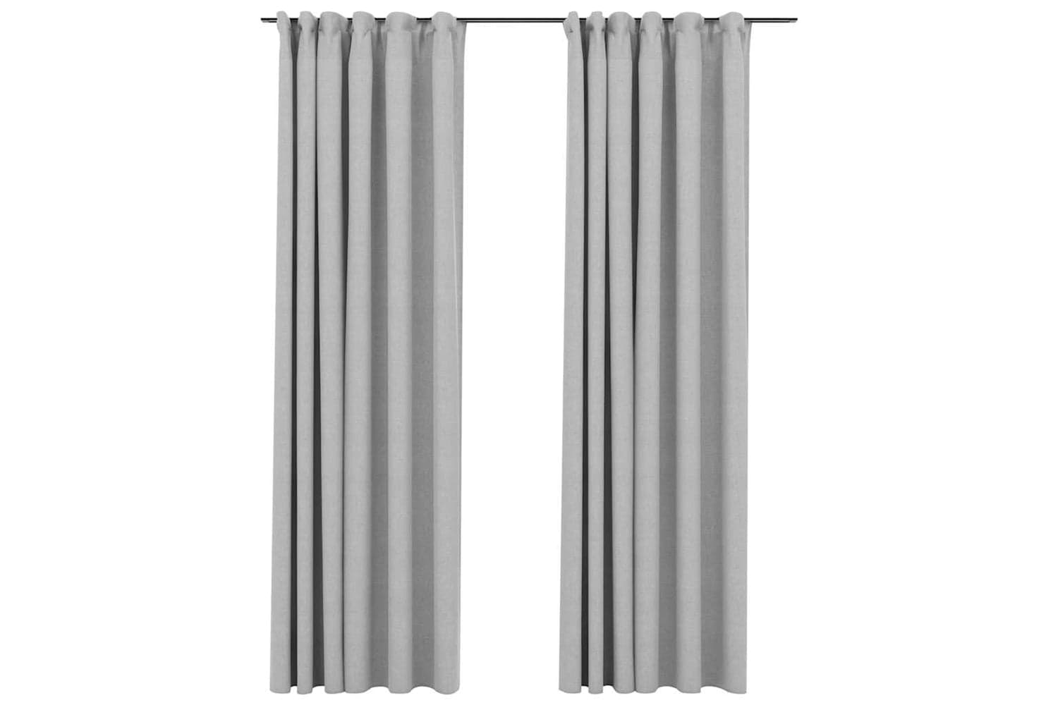 Vidaxl Linen-look Blackout Curtains With Hooks 2 Pcs Grey 140x225 Cm