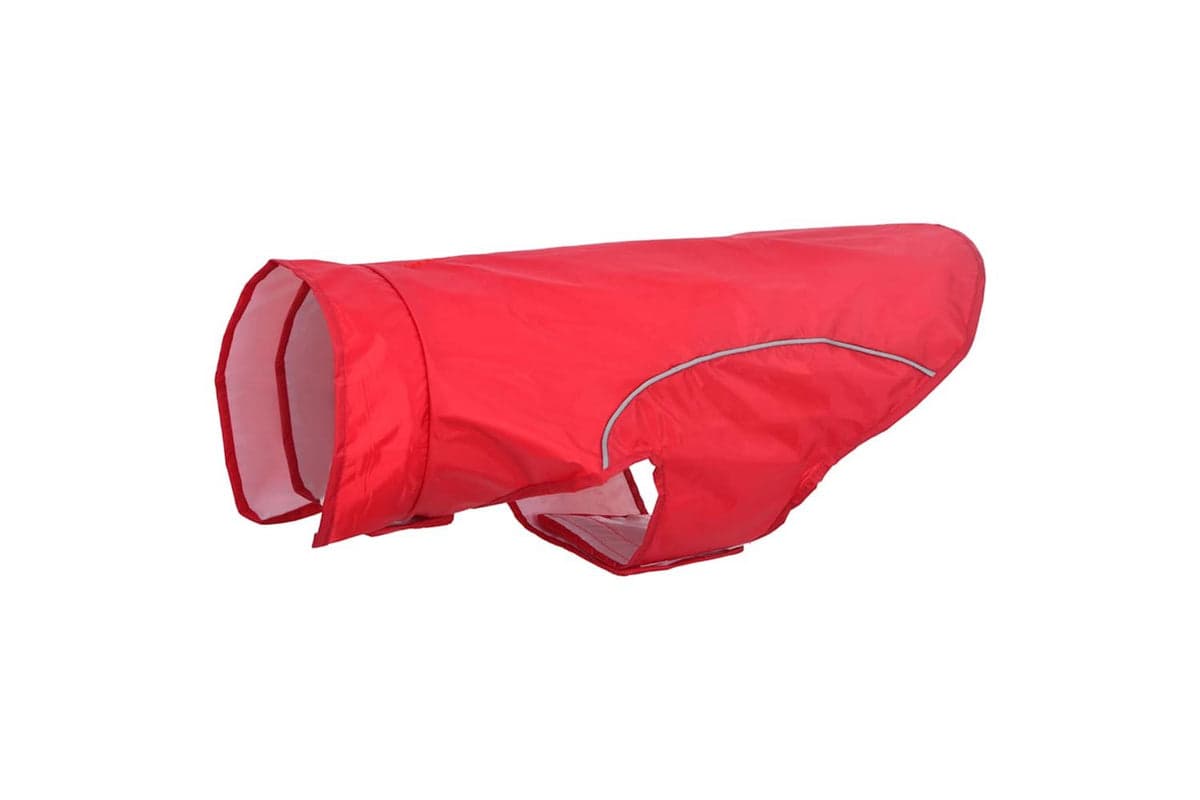 Dog Raincoat With Reflective Strips Polyester Red L