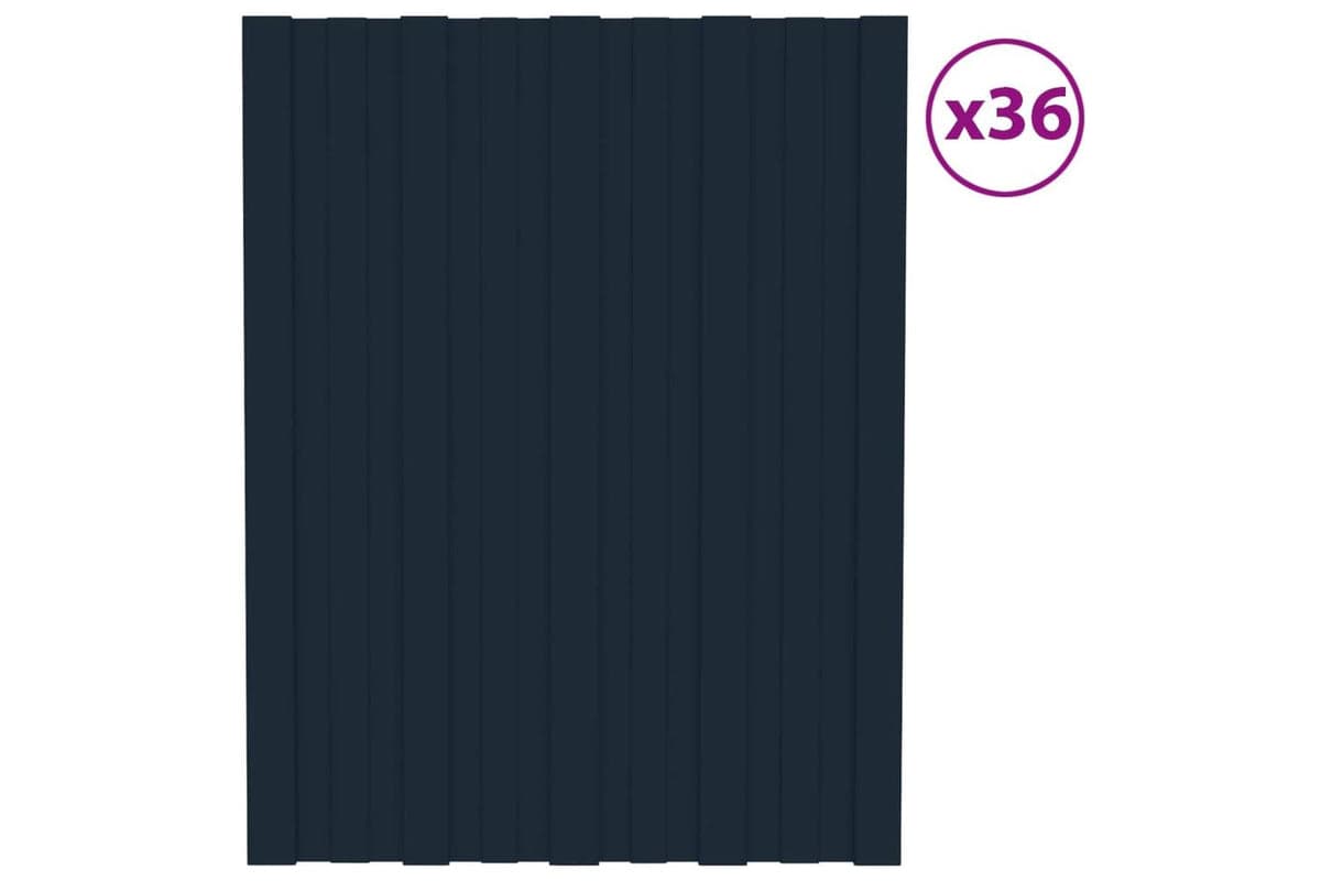 vidaXL 317192 Roof Panels 36 Pcs Galvanised Steel Anthracite 60x45cm