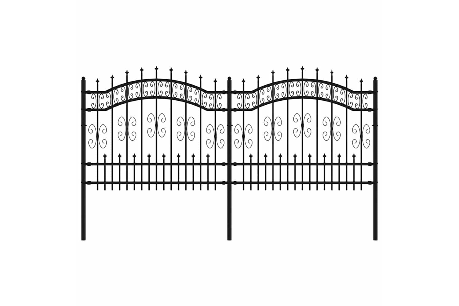vidaXL 151085 Garden Fence With Spear Top Black 140cm Powder-coated Steel
