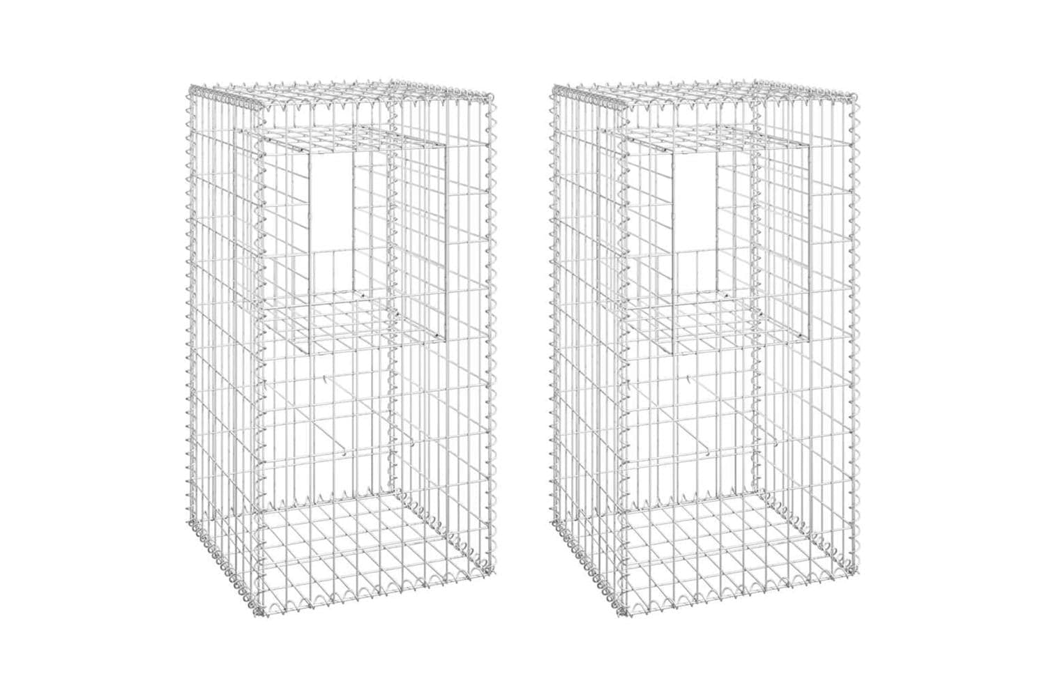 vidaXL 151269 Gabion Basket Posts 2 Pcs 50x50x100cm Iron