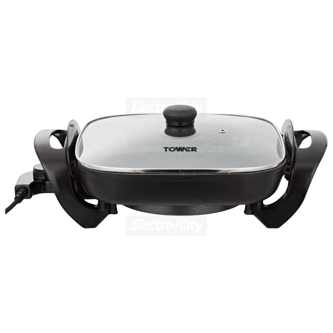 Tower Cerastone Pro 1500W Electric Skillet with Glass Lid | Grey