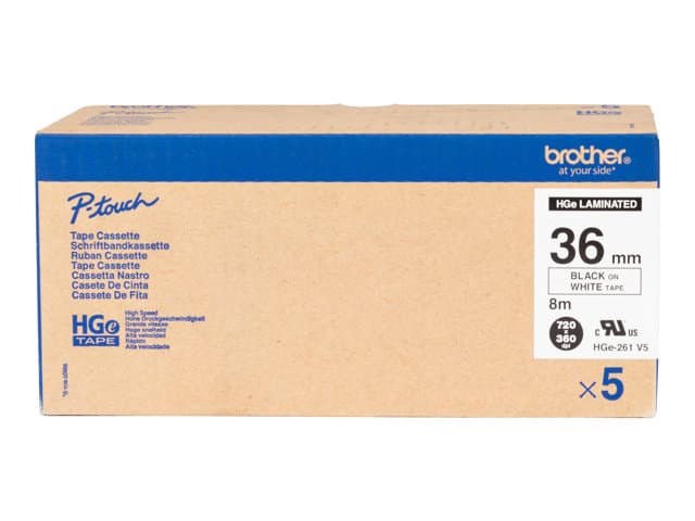 BROTHER - HGE-261V5 - laminated tape - 5 cassette(s) - Roll (3.6 cm x 8 m)