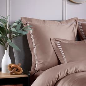 Triple Row Cord Square Pillowcase Pink/White