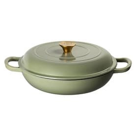 30cm Cast Iron Sage Green Shallow Casserole