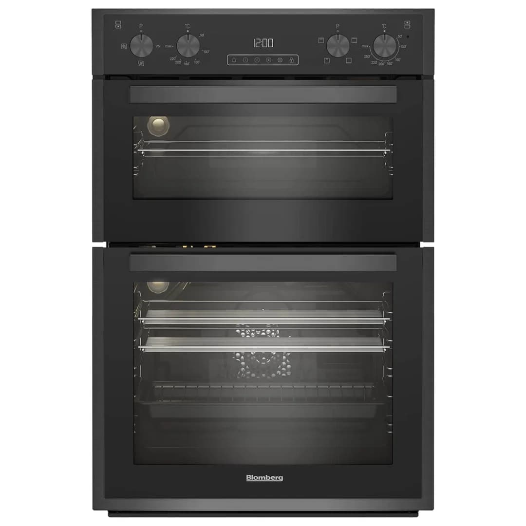 Blomberg 60cm Built-In Double Oven | Black Steel