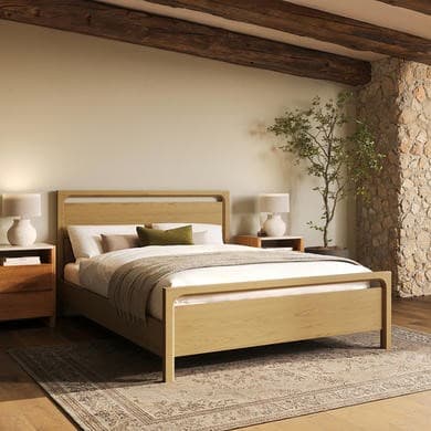 Light oak - Oak  Wooden Bed Frame - Vixen