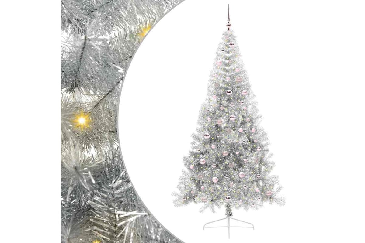 Vidaxl Artificial Pre-lit Christmas Tree Silver 240 Cm Pet