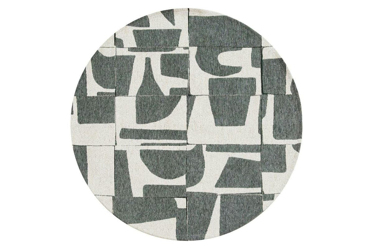 Louis De Poortere | Papercut Indoor Eco Round Rug | Beige/Green | 140 x 140 cm