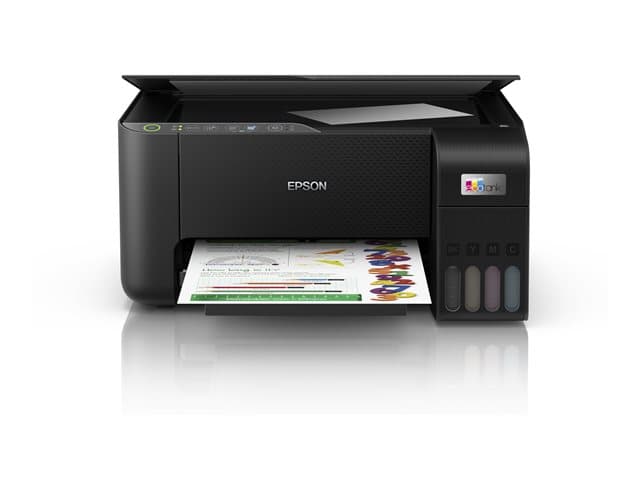 EPSON - EcoTank ET-2862. A4 Colour EcoTank Multifunction printer. 5,760x1,440 DPI. 33 ppm Mono. 15 ppm Colour. 100 sheet tray. One set of inks prints up to 4,500 pages in black and 7,500 pages in colour. USB, WiFi, MacOS, Windows  IOS and Android