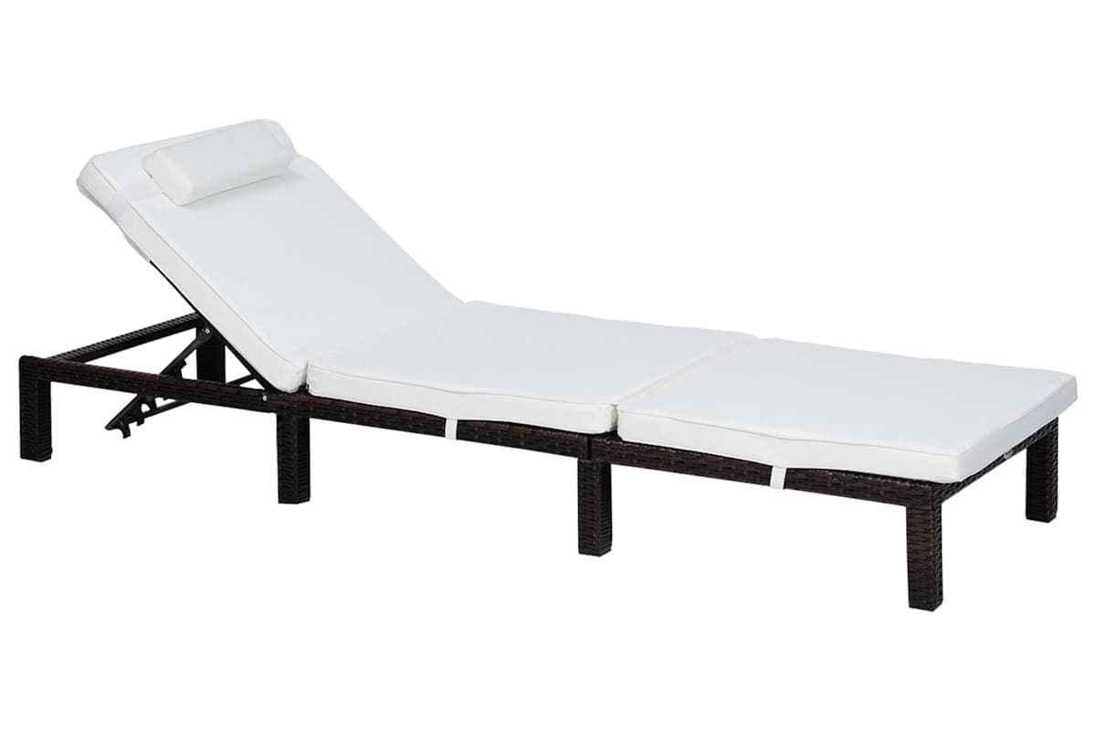 Outsunny Outdoor Sun Lounger | Off-White/Brown