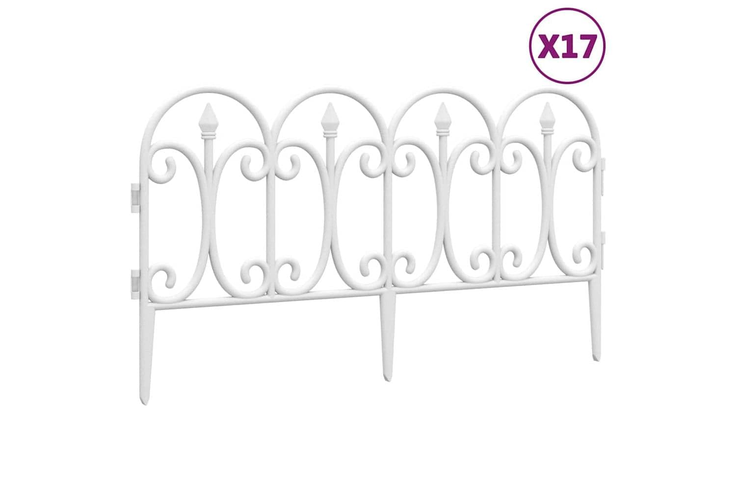 Vidaxl 318294 Lawn Edgings 17 Pcs White 10 M Pp