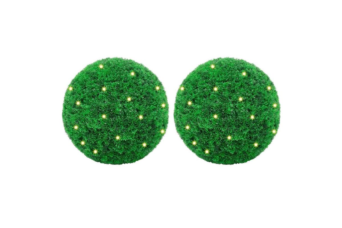 Artificial Boxwood Balls With Led Lights 2 Pcs Green 45 Cm