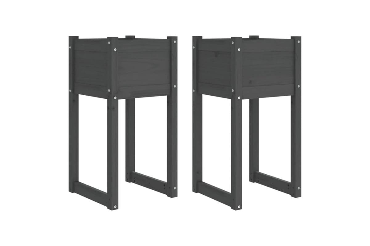vidaXL 822127 Planters 2 Pcs Grey 40x40x81cm Solid Wood Pine