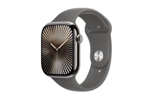 Apple Watch Series 10 GPS + Cellular | 46mm | Natural Titanium Case with Stone Grey Sport Band S/M