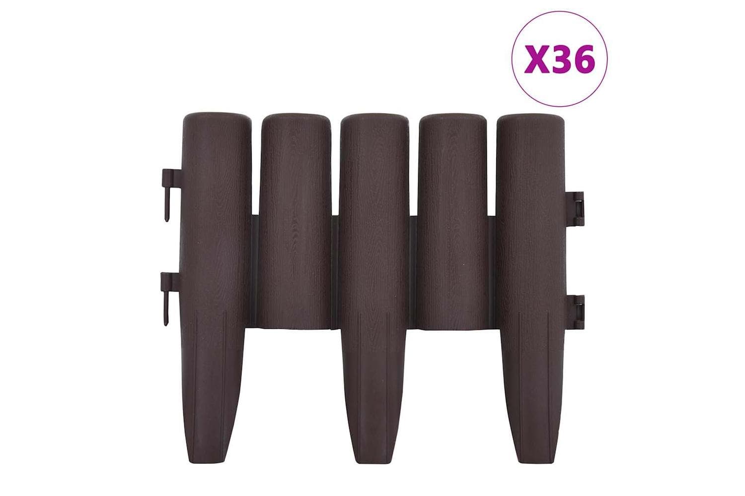 Vidaxl 48620 Lawn Edgings 36 Pcs Brown 10 M Pp