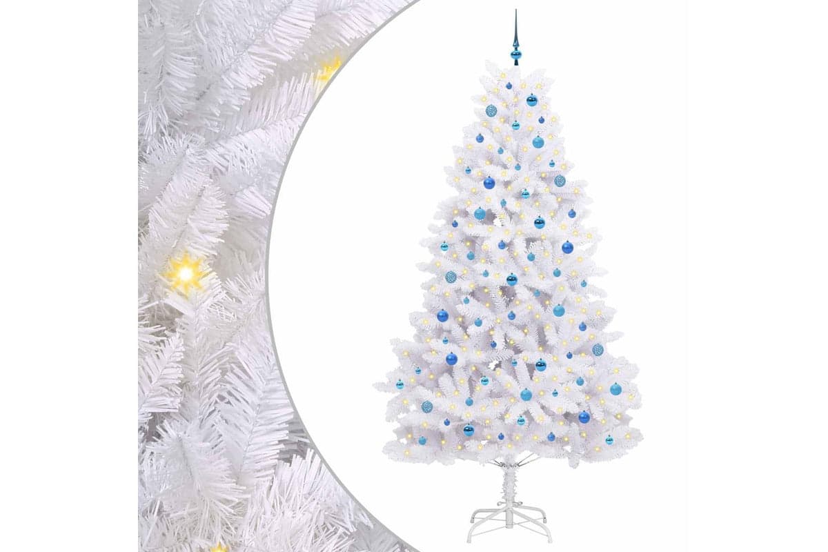 Vidaxl Artificial Hinged Christmas Tree White 240 Cm Pvc And Steel