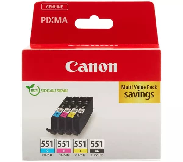CANON CLI-551 Cyan, Magenta, Yellow & Black Ink Cartridges - Multipack