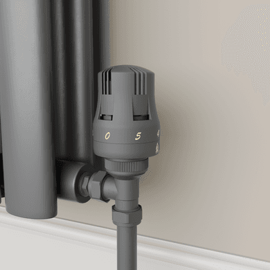 Elego Anthracite  Modern TRV Angled Thermostatic Radiator Valves With Lockshield