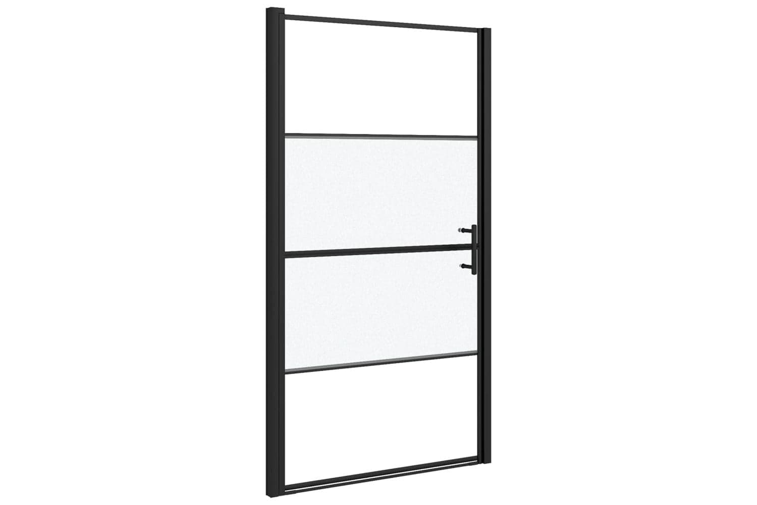 Vidaxl 151867 Shower Door 100x178 Cm Half Frosted Tempered Glass Black