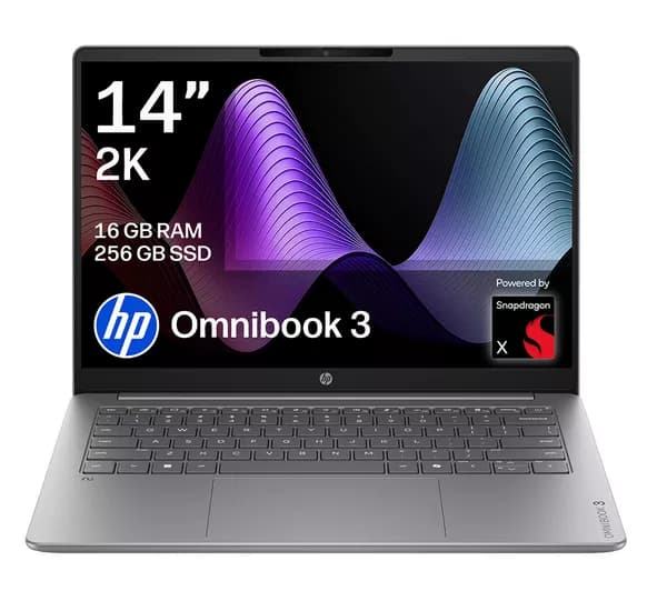 HP OmniBook 3 NGAI 14" Laptop - Snapdragon X, 256 GB SSD, Silver